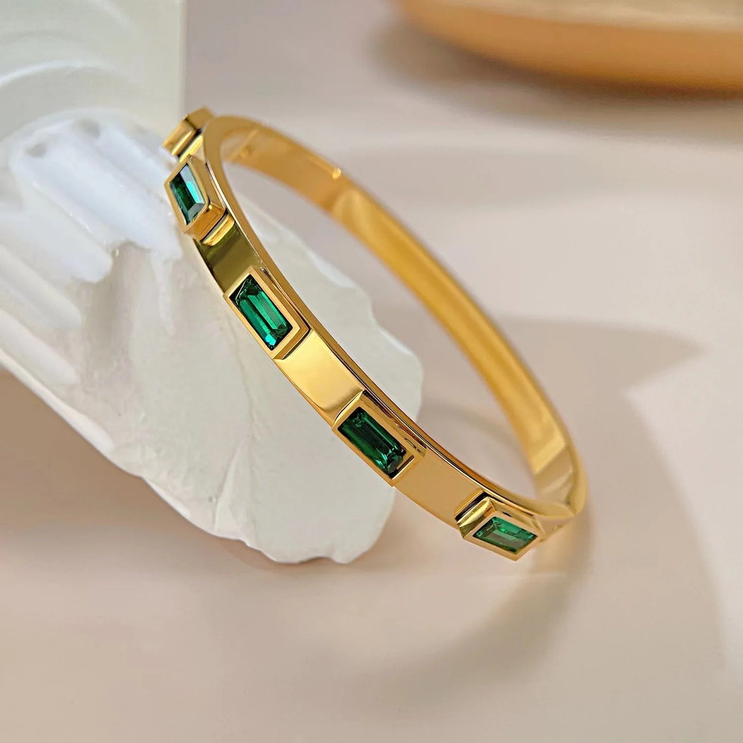 Emerald CZ Bangle Bracelet