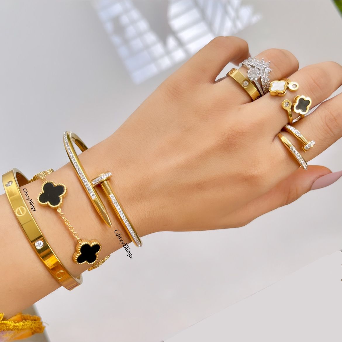 Cz Sparkly Nail Bracelet