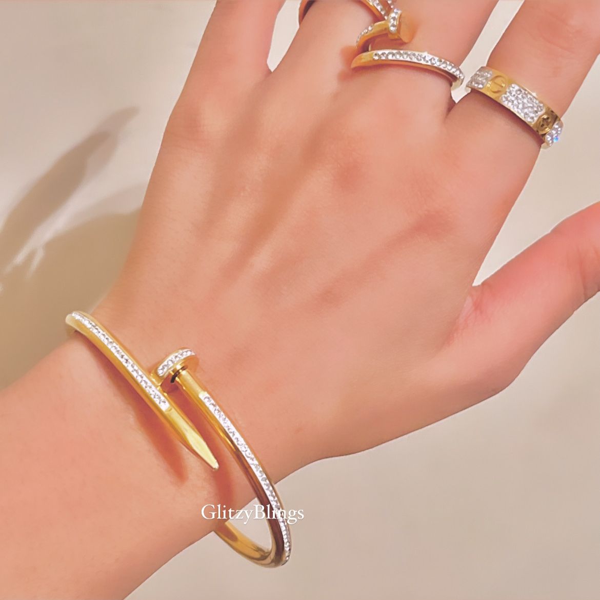 Cz Sparkly Nail Bracelet