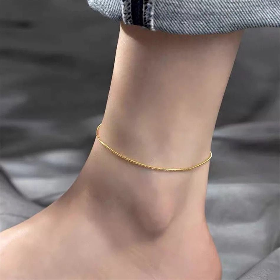 Sleekest Snake Anklet -Gold