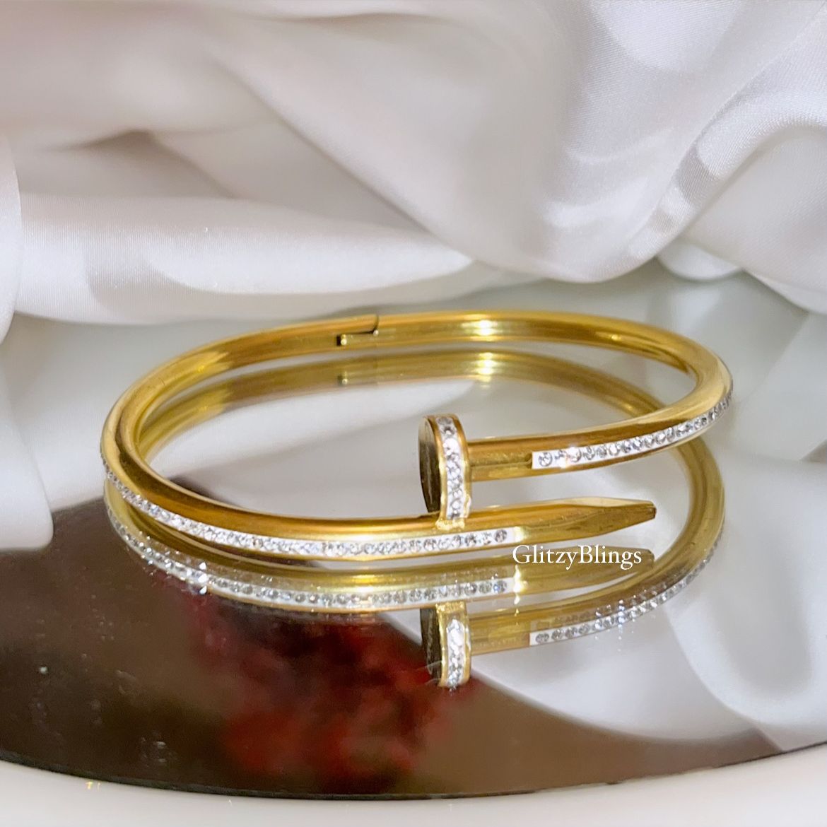 Cz Sparkly Nail Bracelet