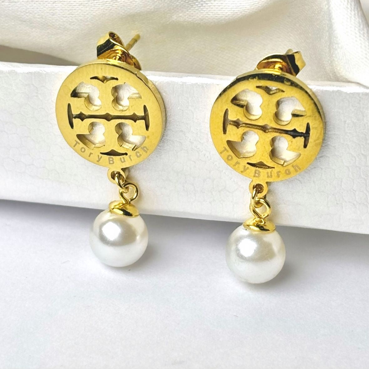 TB Pearl Charm Earrings