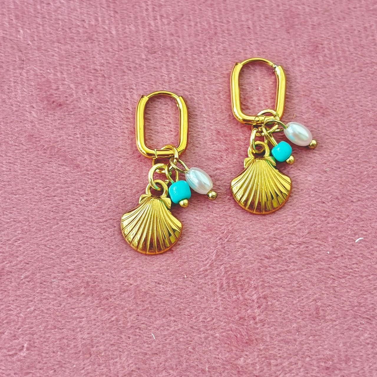 Sea Breeze Charm Square Hoops