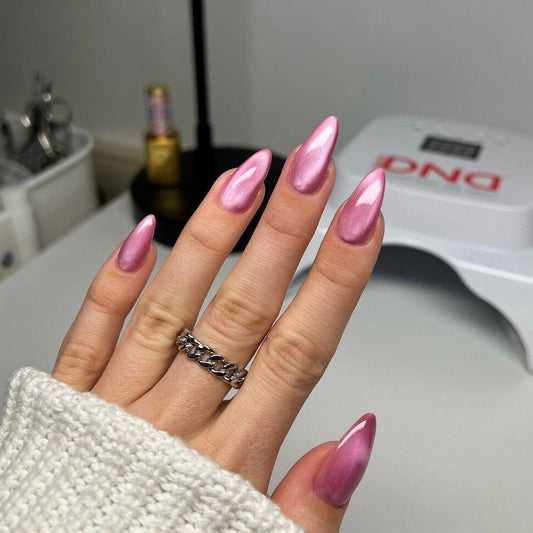 Hot Pink Cat Eye Press On Nails