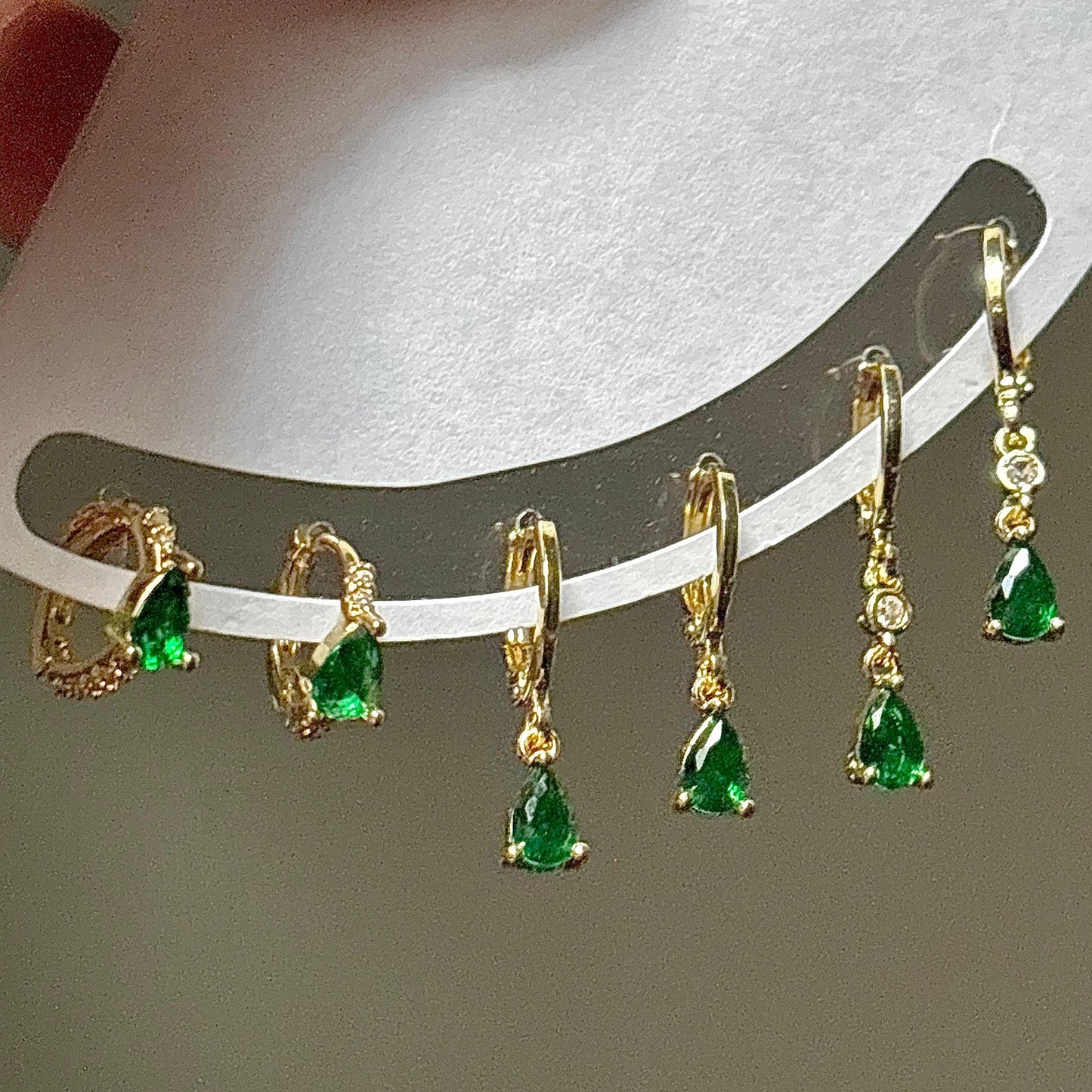 Emerald Gem Hoops & Huggies Set