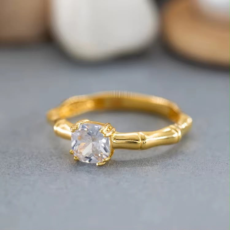 Bamboo Solitaire Ring