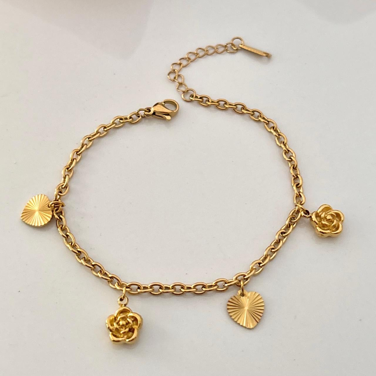 Heart of Roses Charm Bracelet
