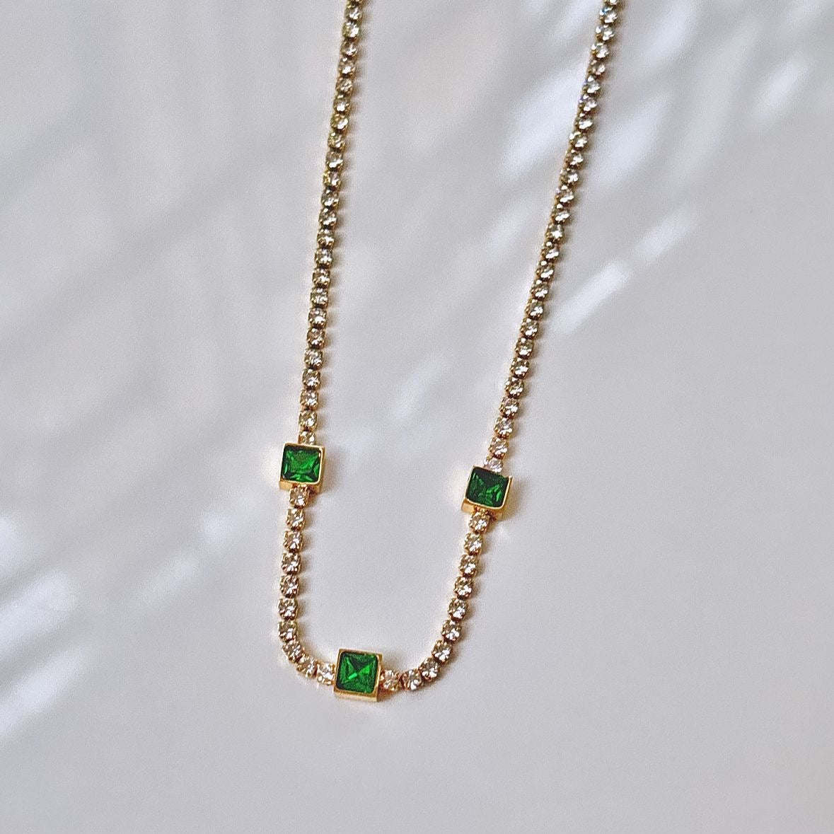 Emerald Sparkly Tennis Necklace