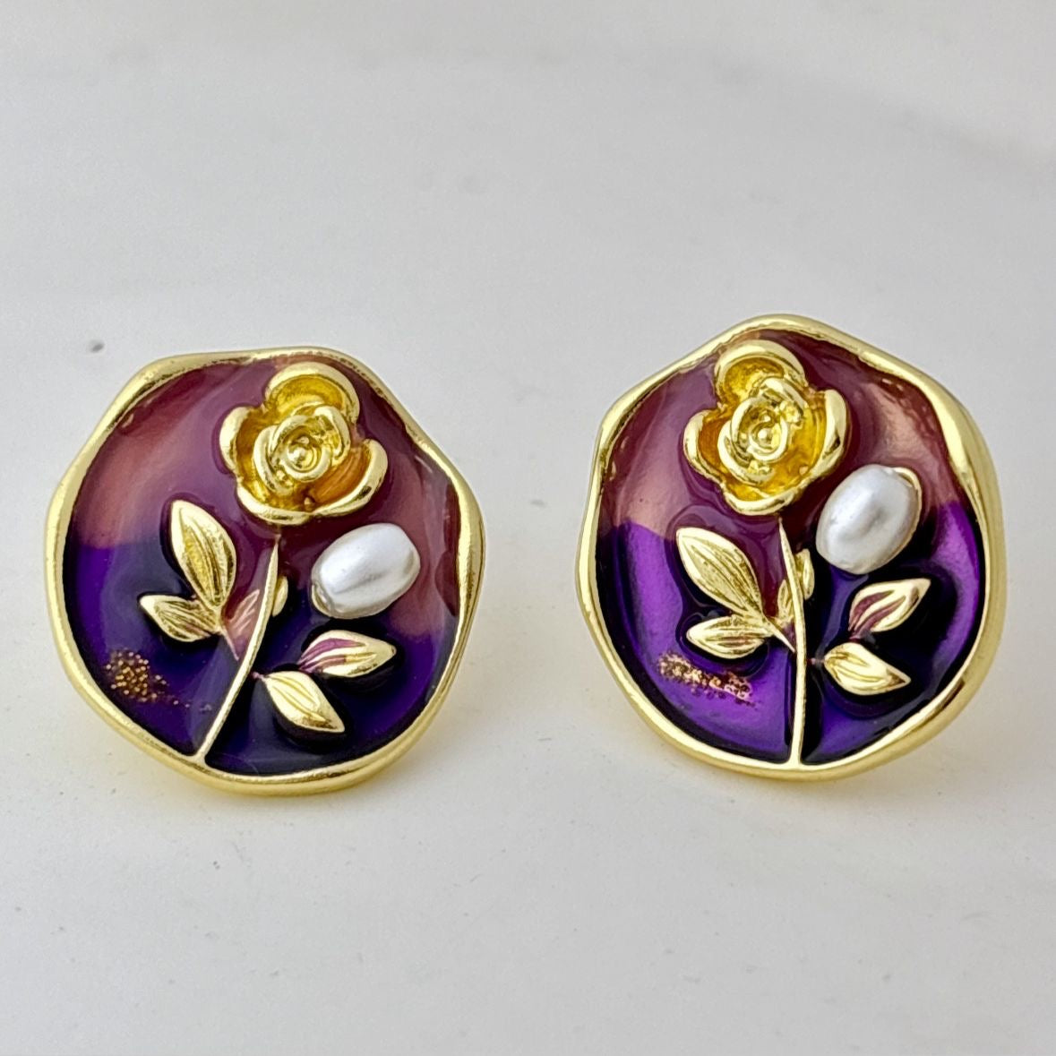 Enchanted Rose Studs -Midnight