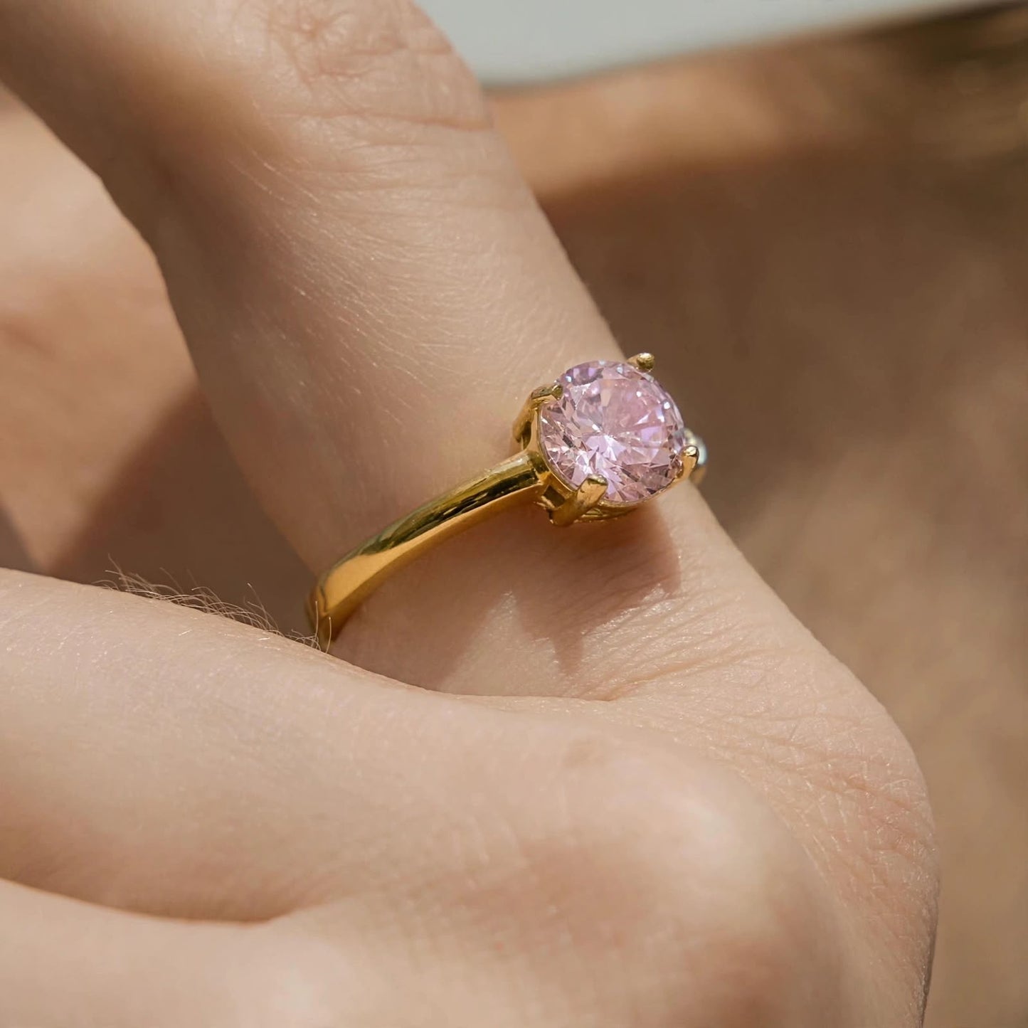 Pink Bling Solitaire Ring