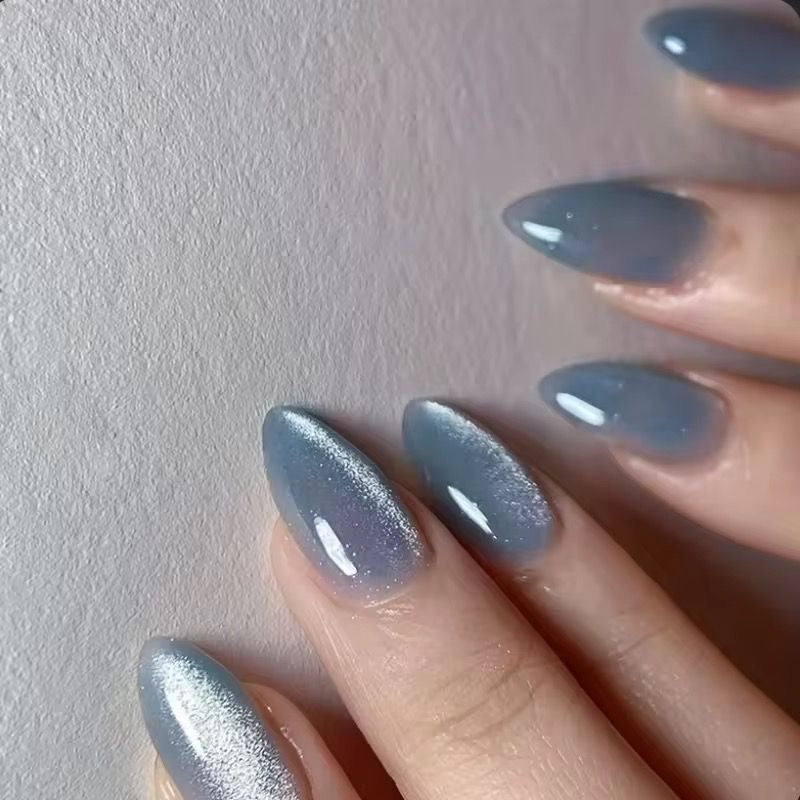 Icy Blue Eye Press On Nails -Almond Shape