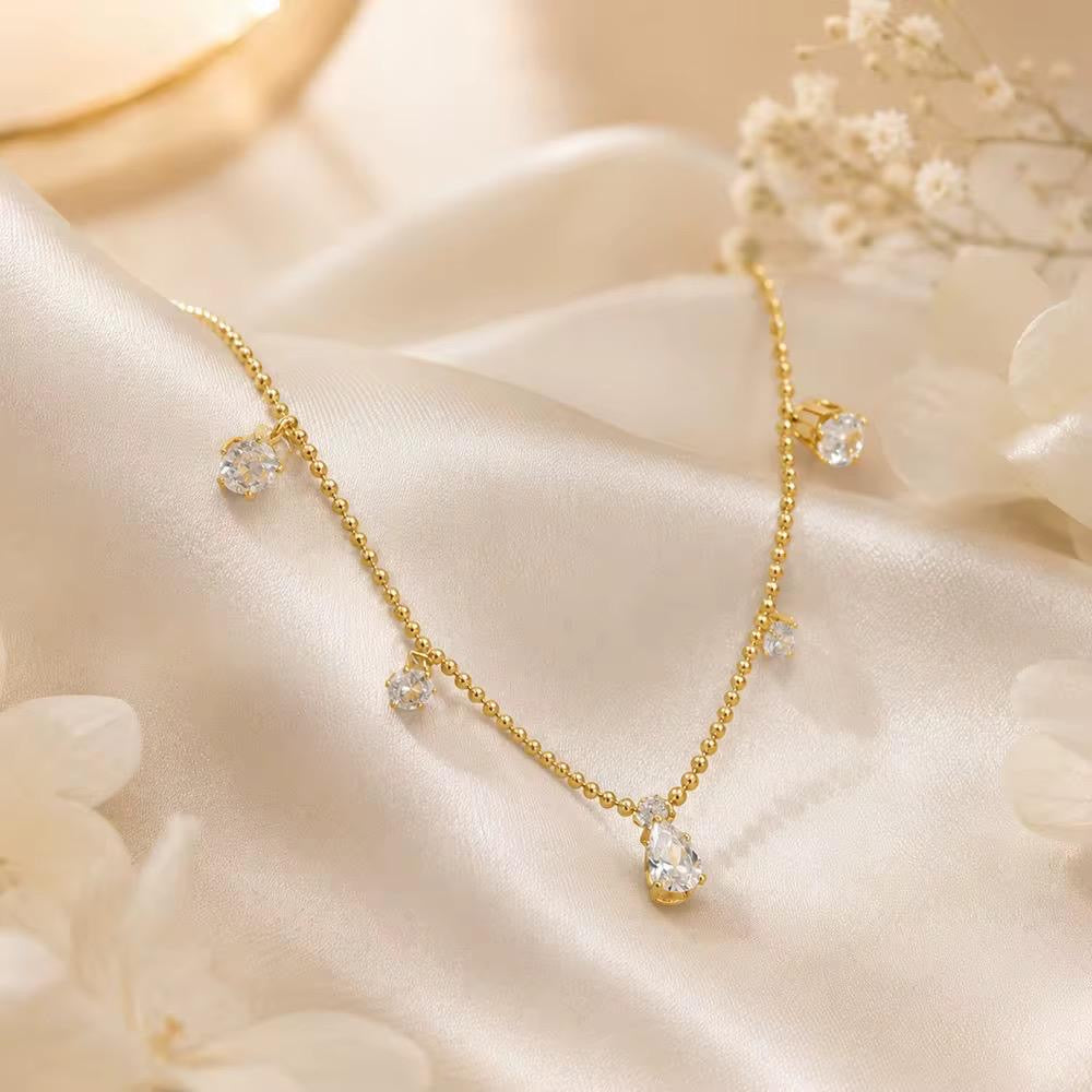 Amelia Crystal Drop Charm Necklace