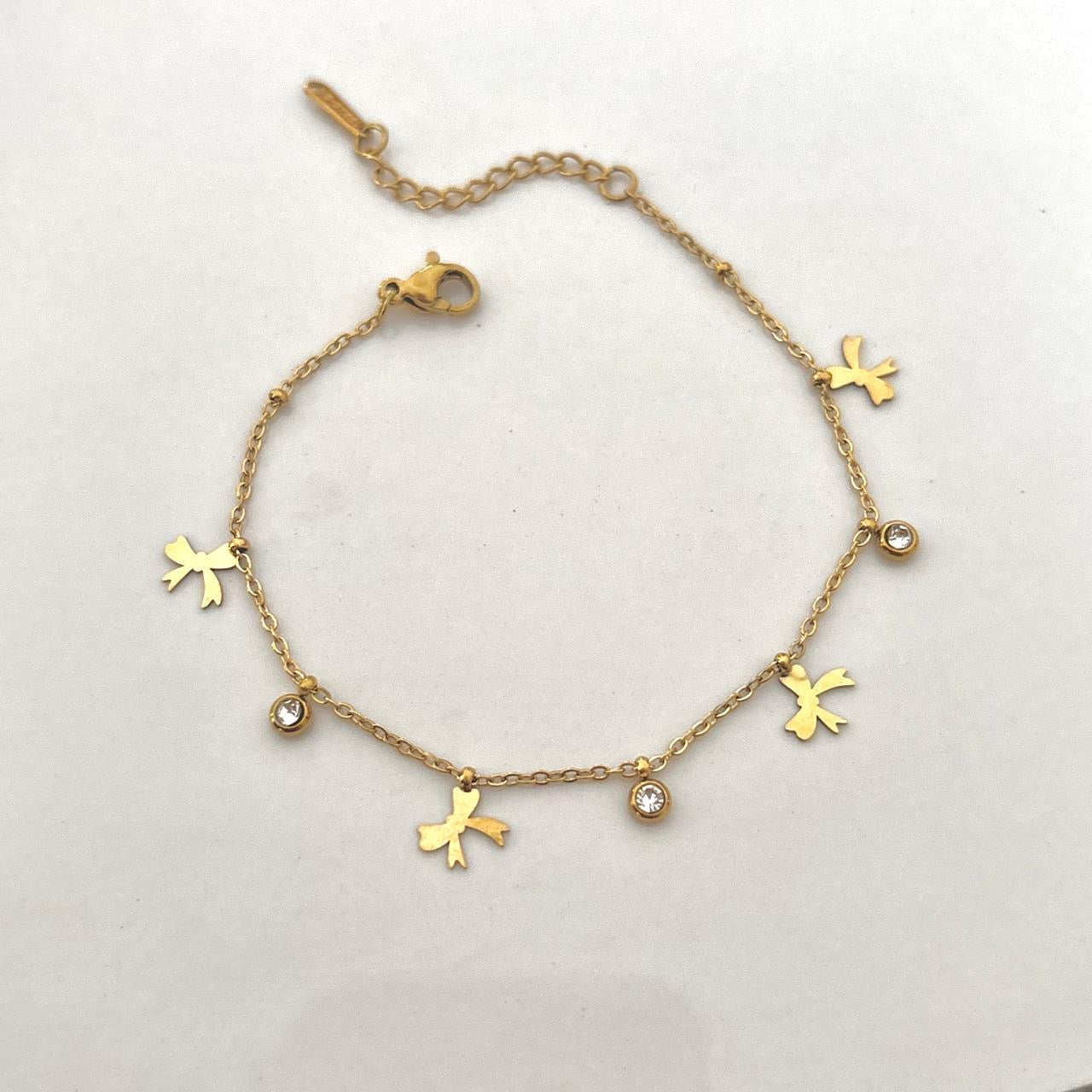 Dainty Bow X Cz Charm Bracelet