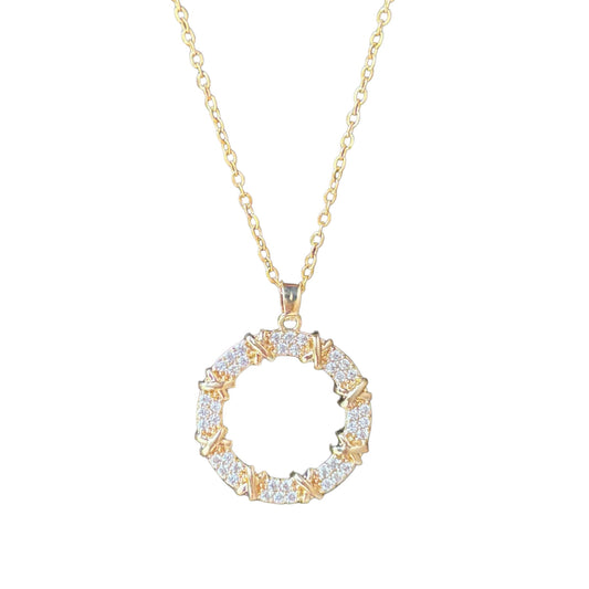 Cz Tiffany Halo Necklace -18K