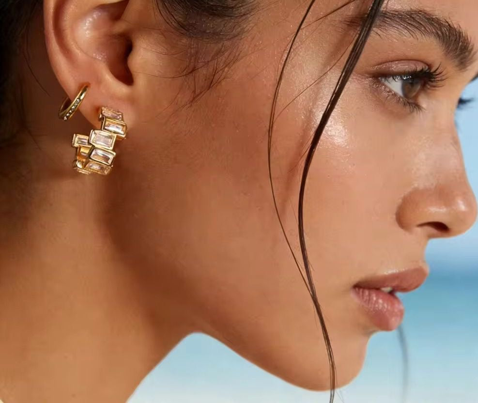 Anatasia Baguette Hoops