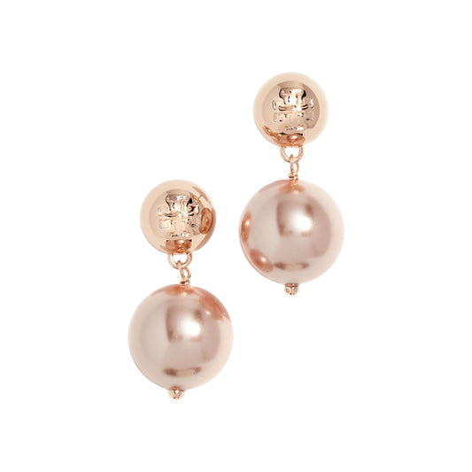 Kira Pink Gold Big Pearl Drop Studs -22K