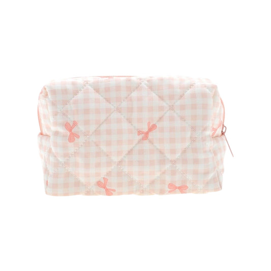Bow Quilted Travel X Makeup Bag