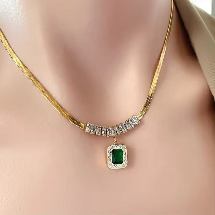 Amber Emerald Necklace -18K