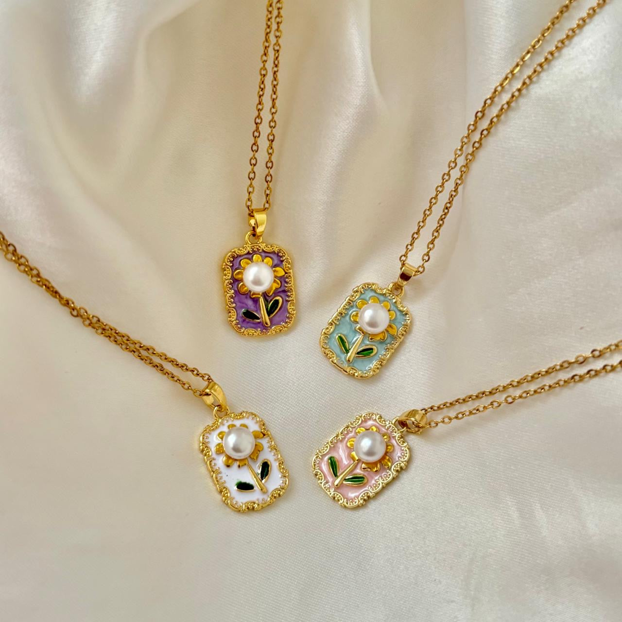 Lilac Sunset Flora Necklace -Hand Painted