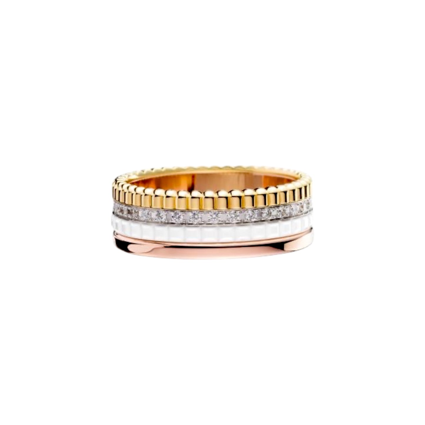 White Quadra Layered Stacked Cz Ring