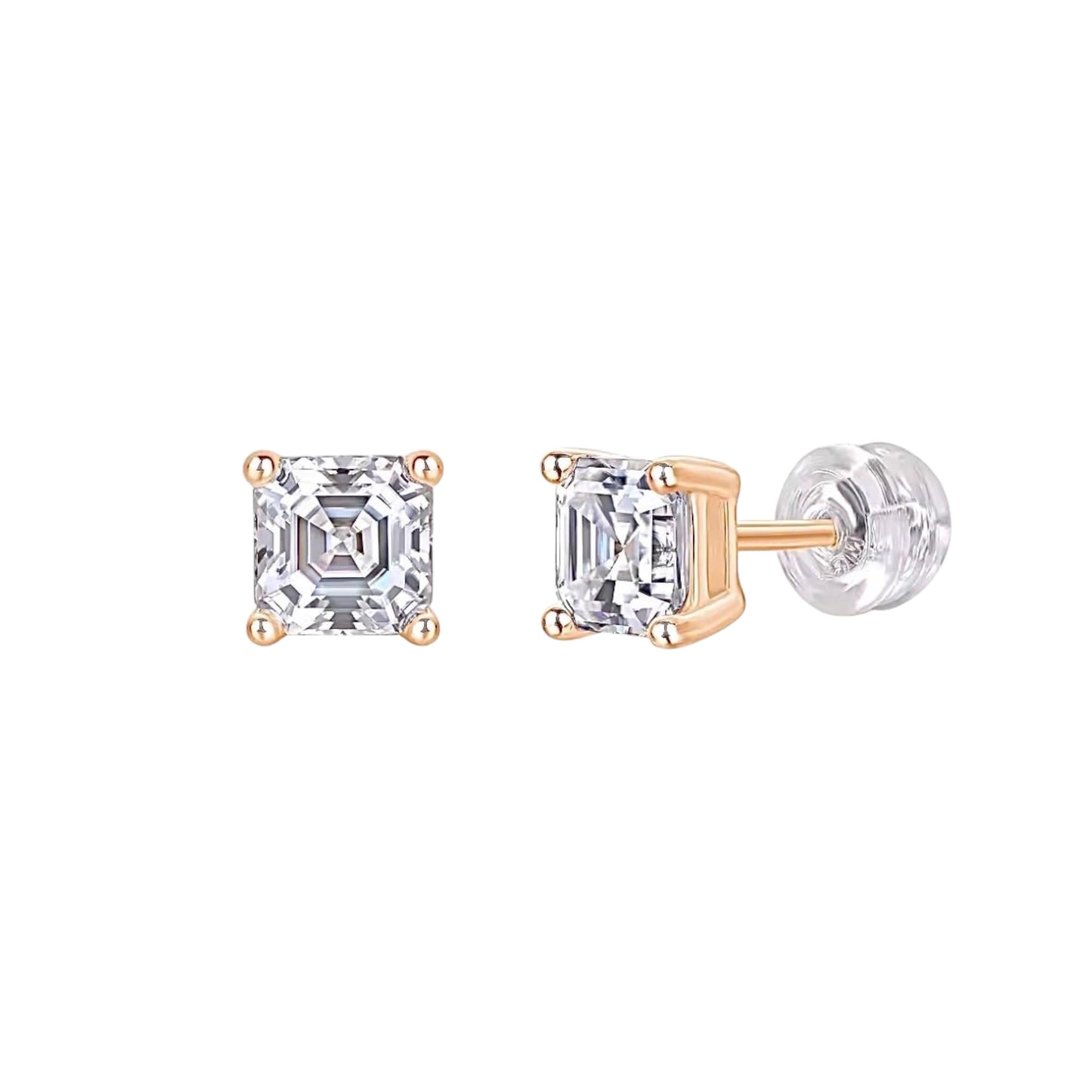 Crushed Ice Diamond Studs- 8A Zircons | Cushion Cut