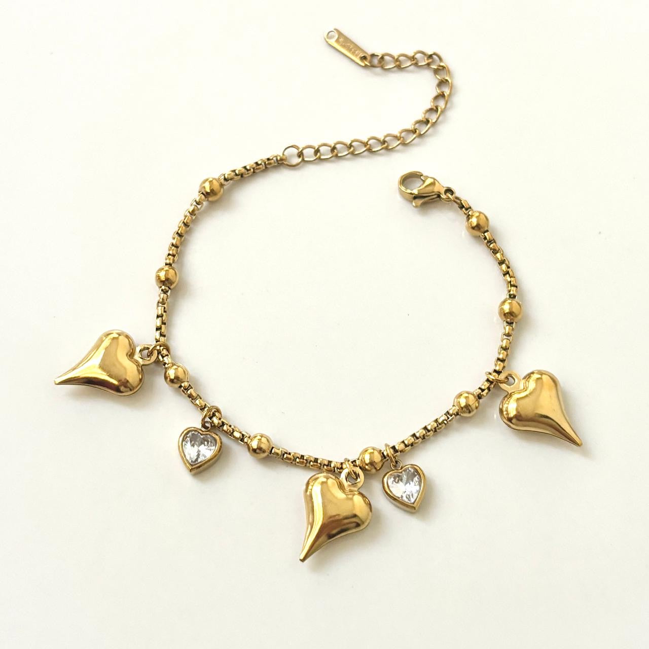 Amour Heart Cz Charm Bracelet