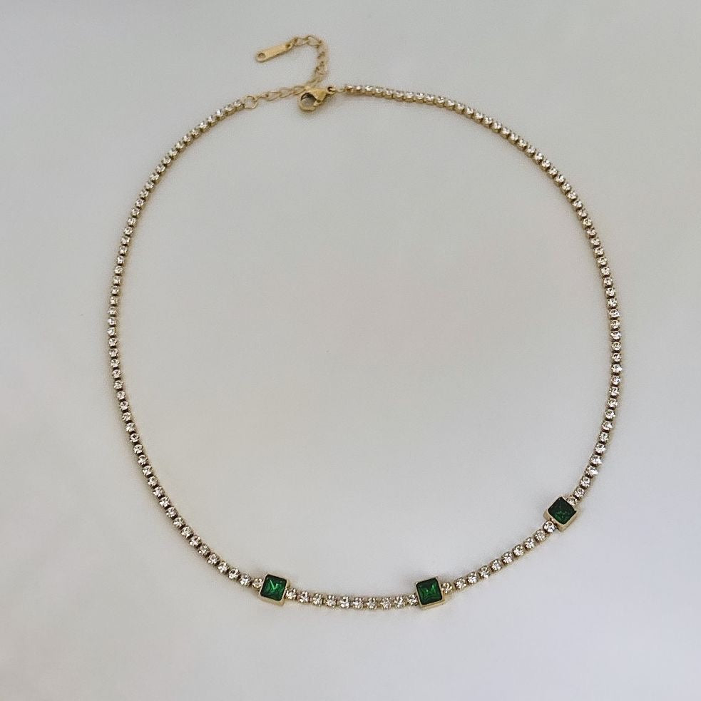 Emerald Sparkly Tennis Necklace