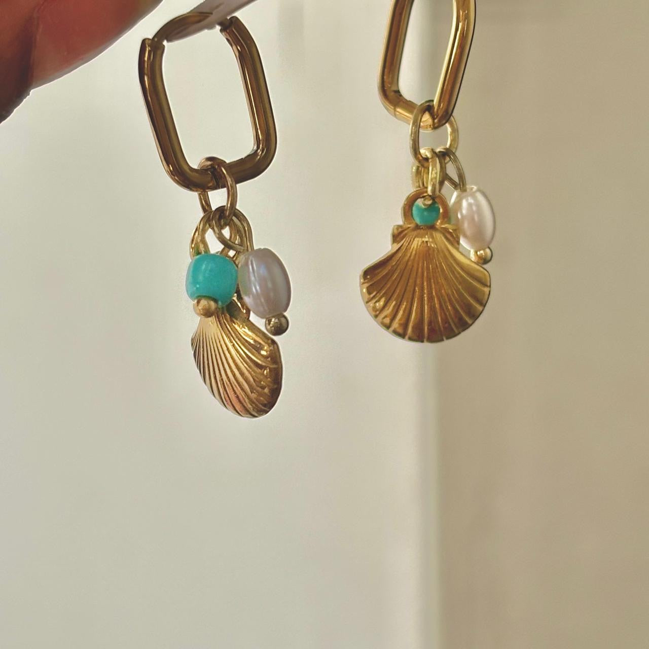 Sea Breeze Charm Square Hoops