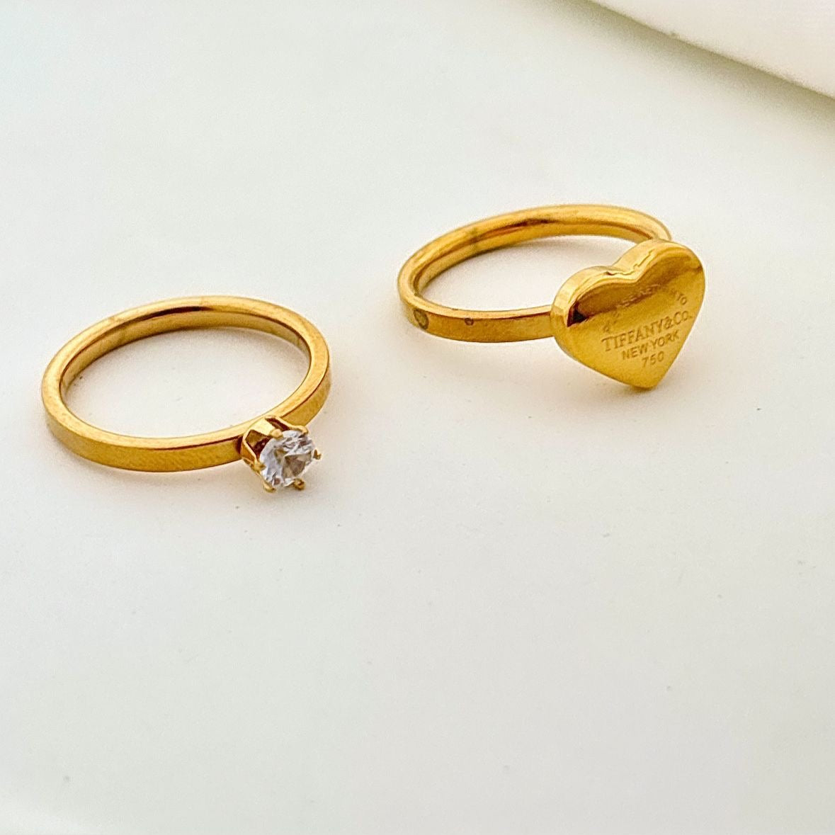 T & Co Heart Diamond Ringset -18K