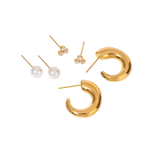 Timeless Essential Studs Set-18K | Set Of Three