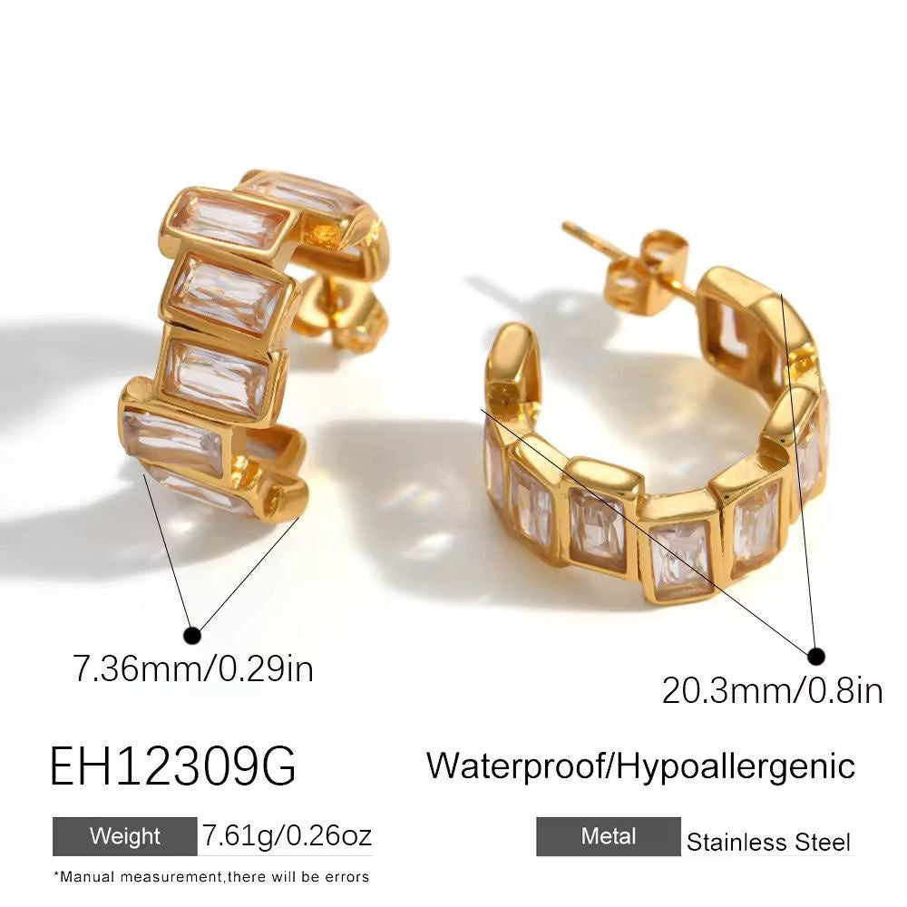 Anatasia Baguette Hoops
