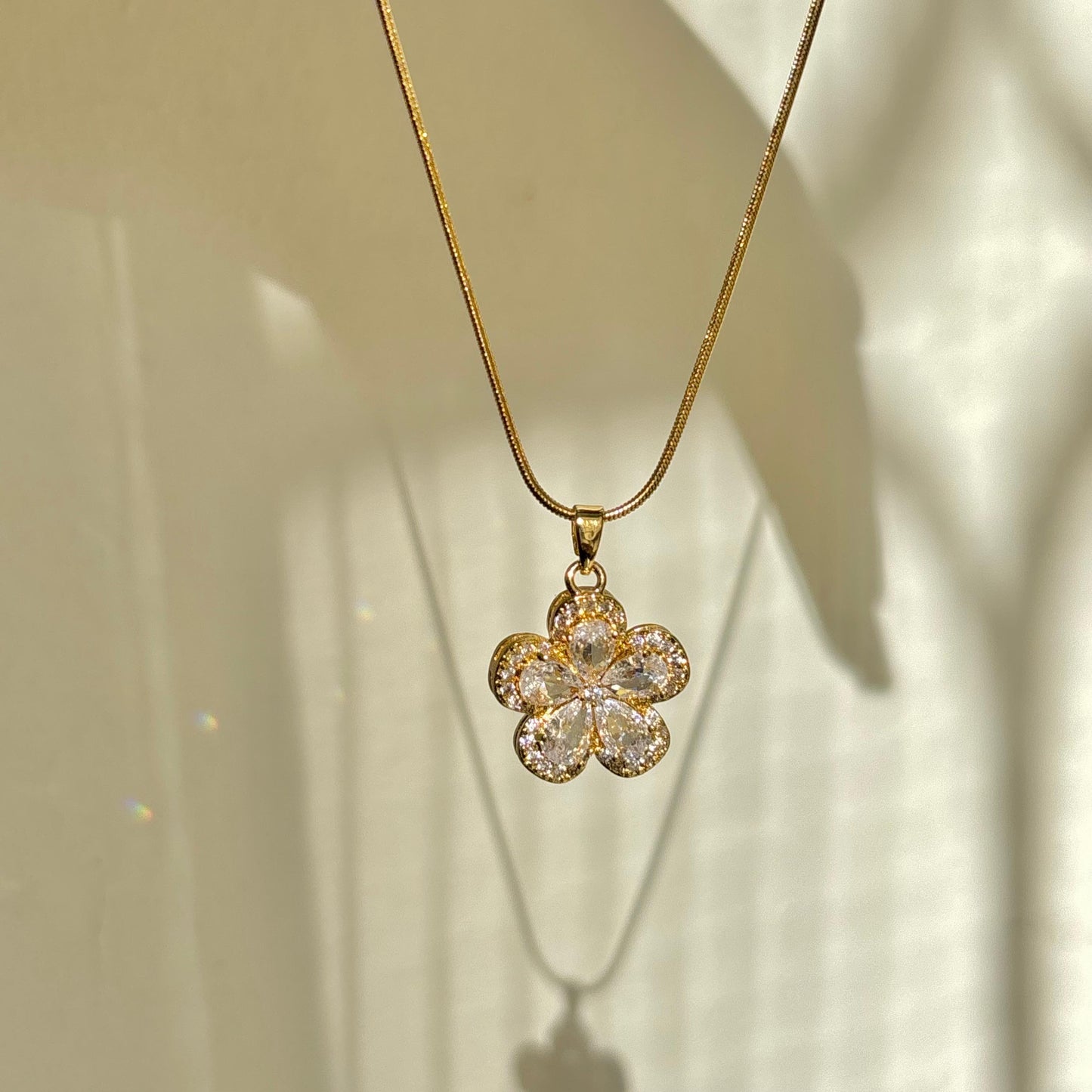 Crystal Flora Necklace -18K