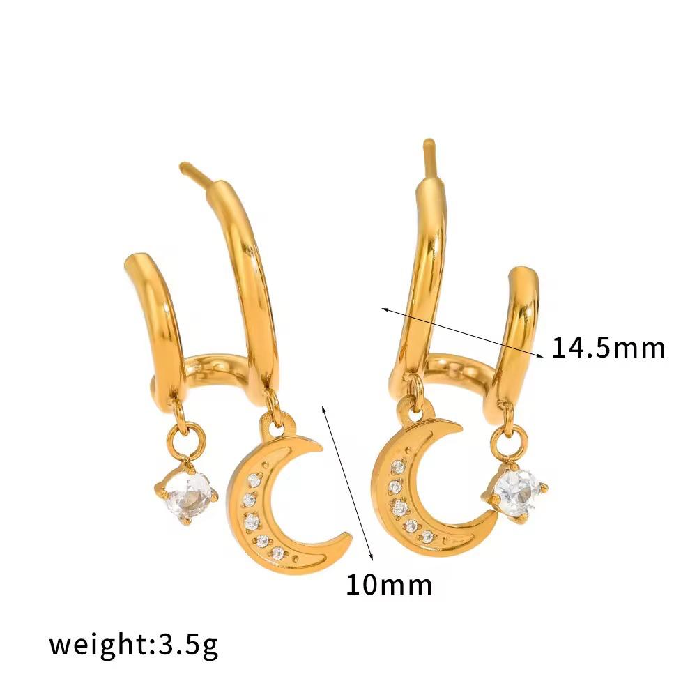 Moon Dangling Studs