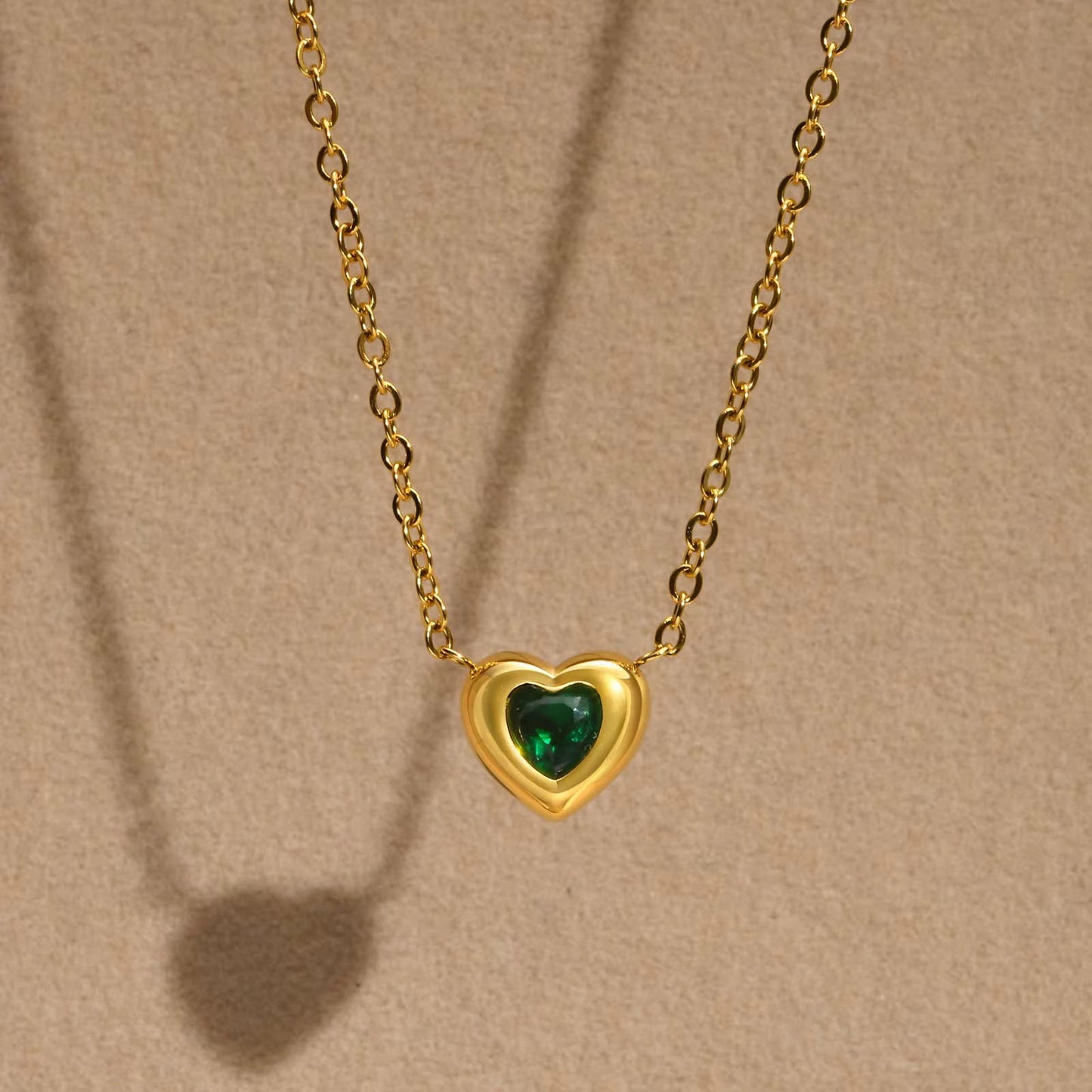 Emerald Crystal Heart Necklace