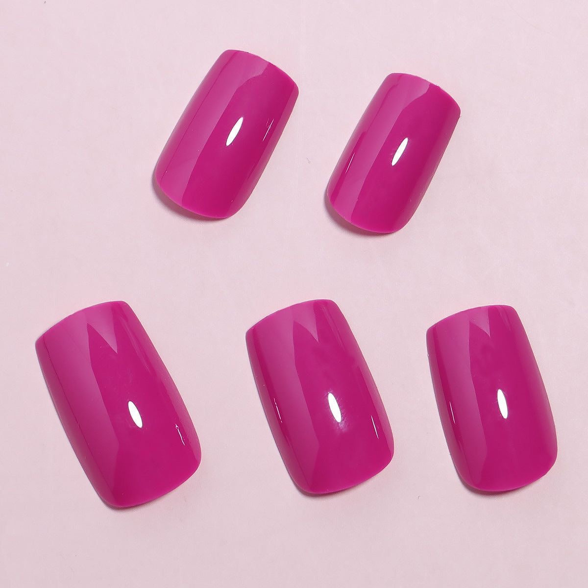 Fuchsia Pink Gel Press On Squaroval Nails