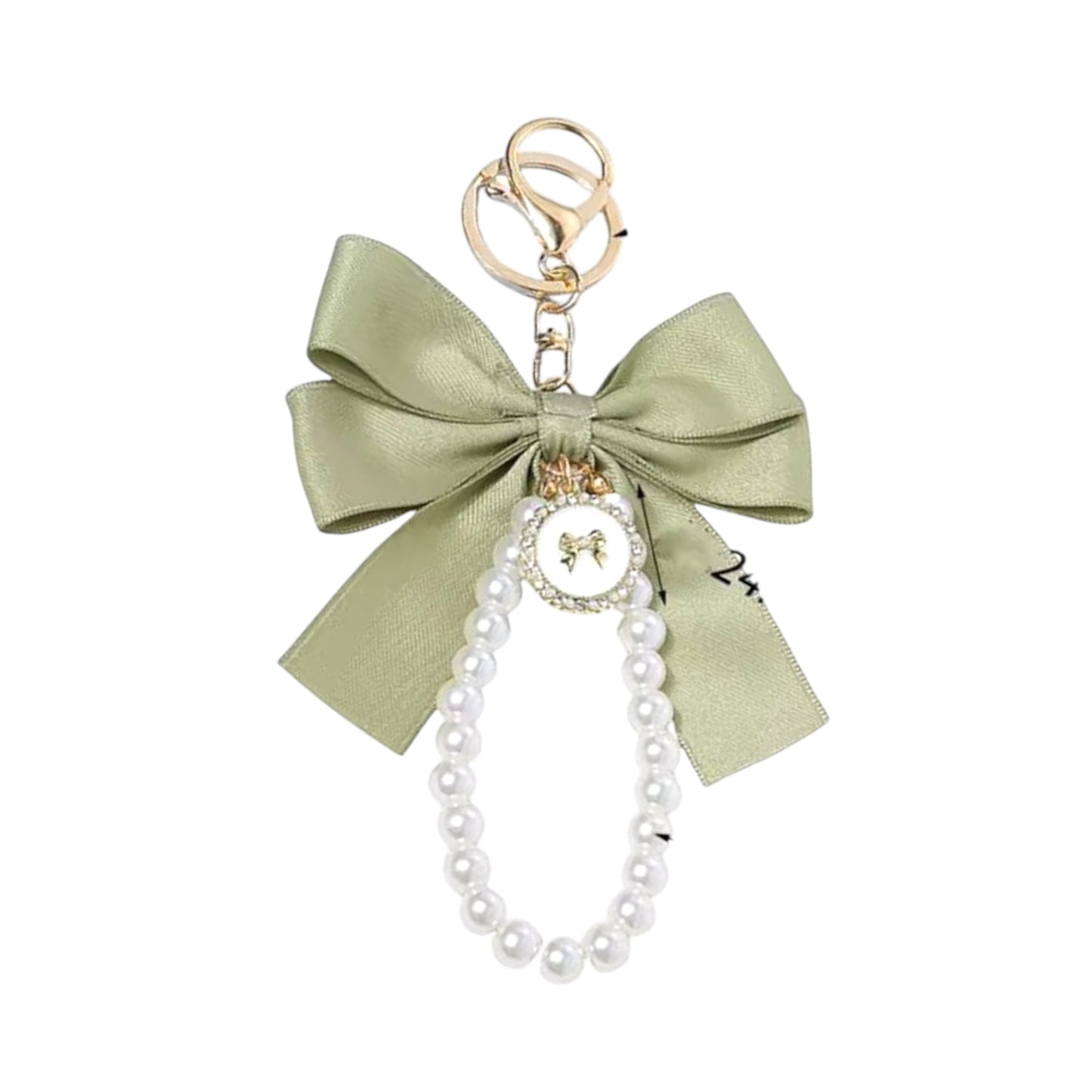 Ribbon Bow Pearl Bag X Phone Charm -Green