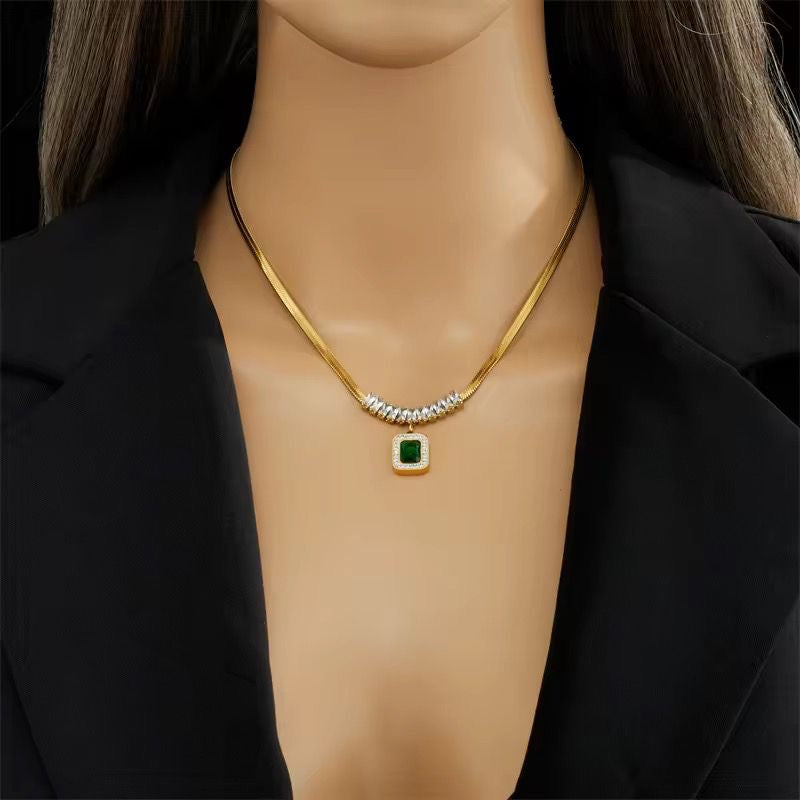 Amber Emerald Necklace -18K