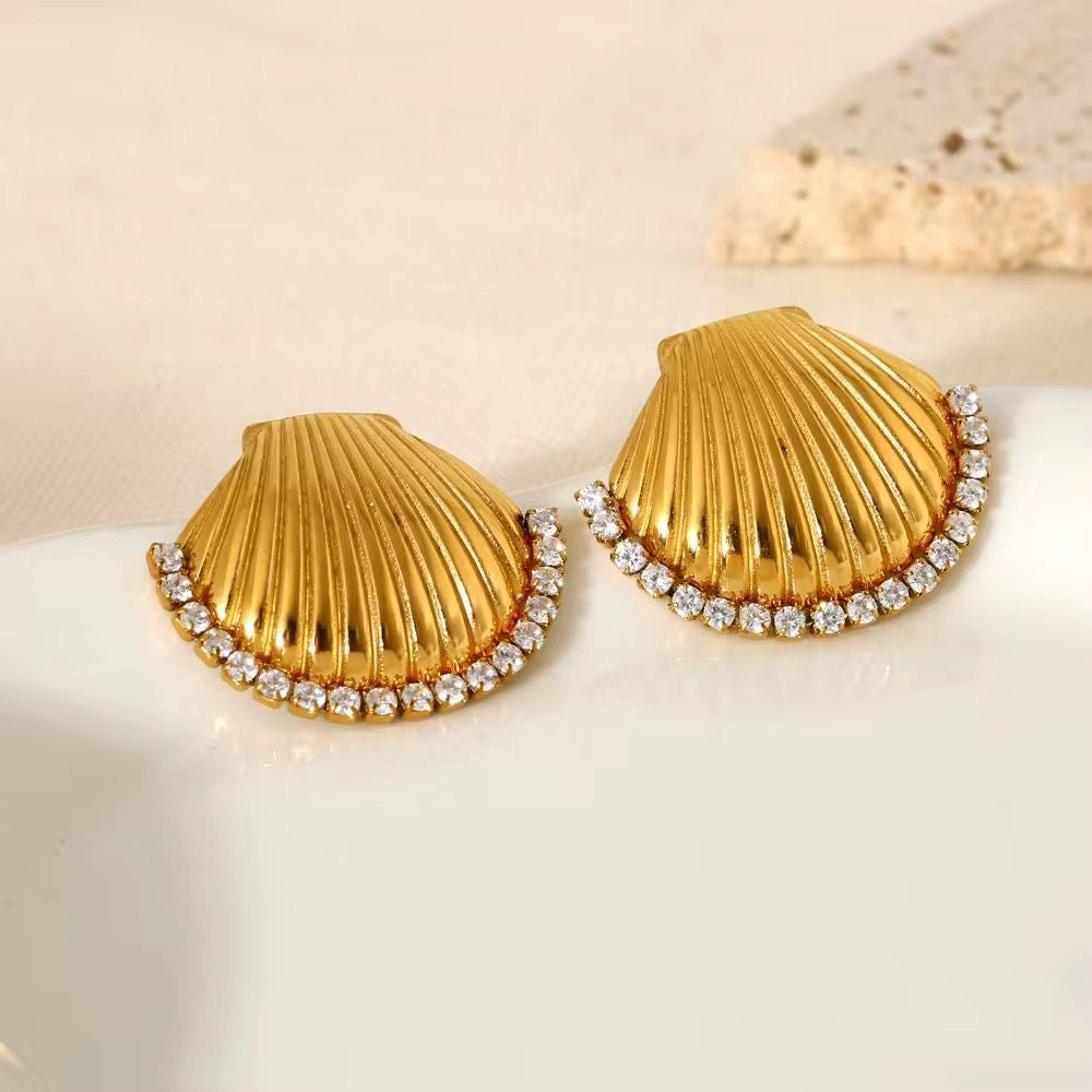 Diamond Shell Studs