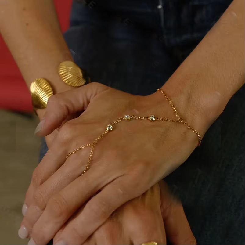 Tri-Swiss Diamond Hand Chain