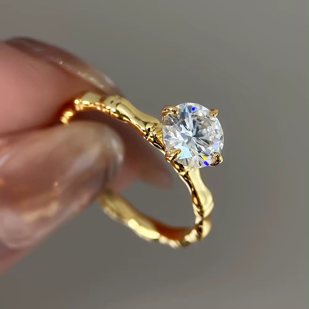 Bamboo Solitaire Ring