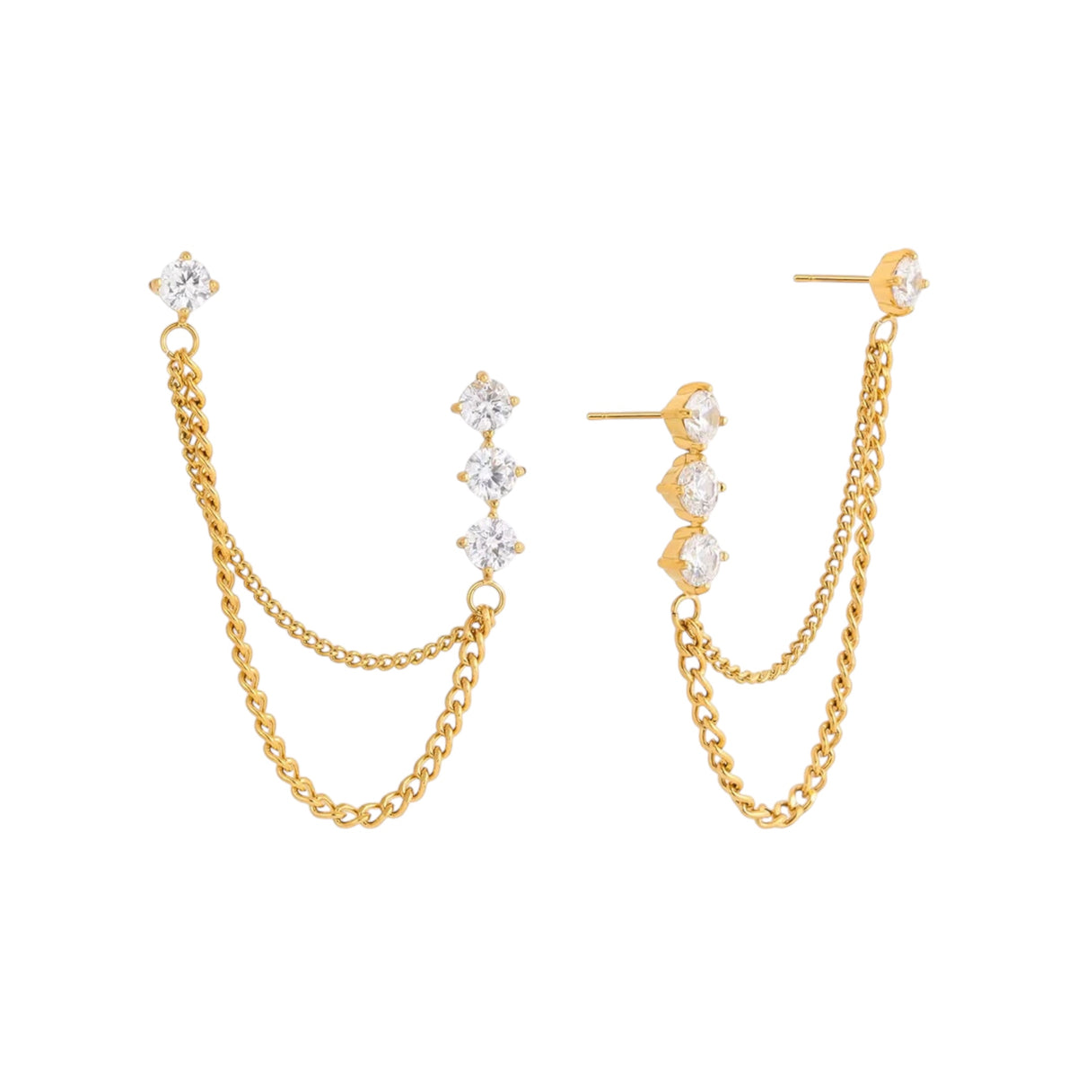 Draped In Diamonds Duo Studs