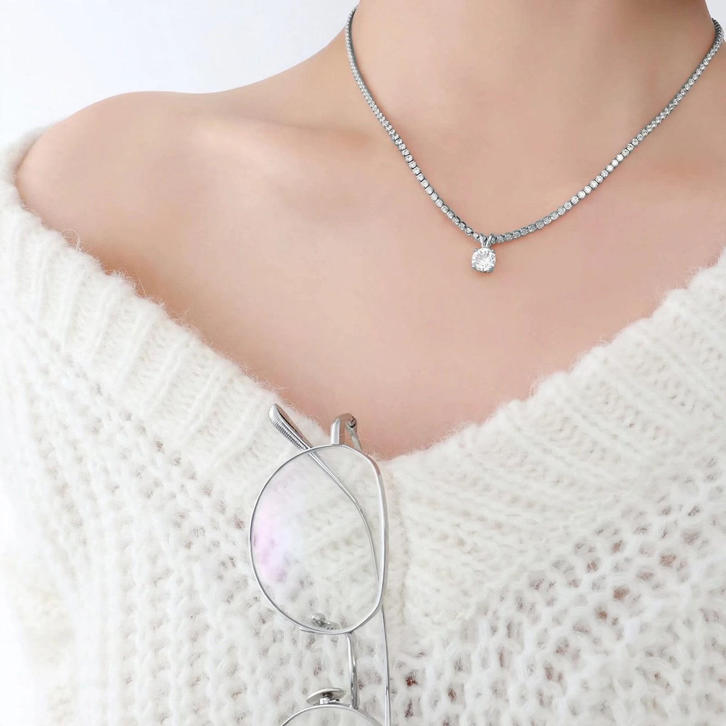 Diana Tennis Solitaire Necklace -Two Ways