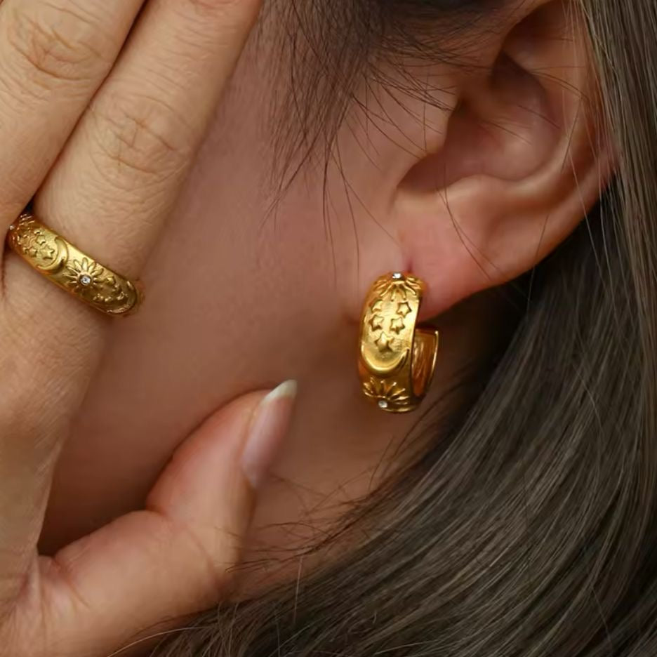 Celeste Gold Hoops -18K