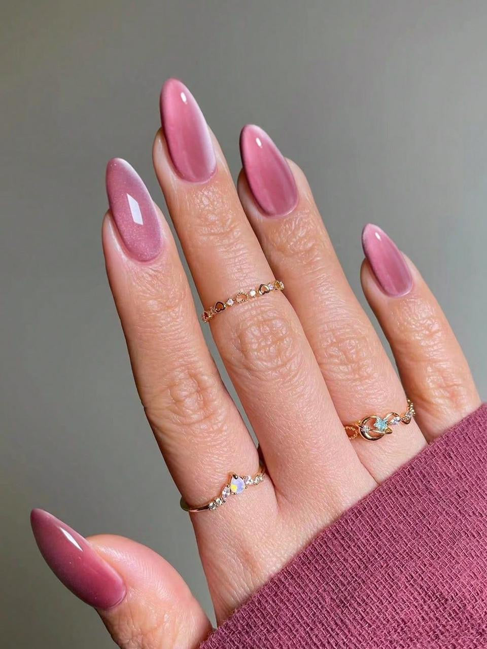 Tea Pink Cat Eye Press On Nails