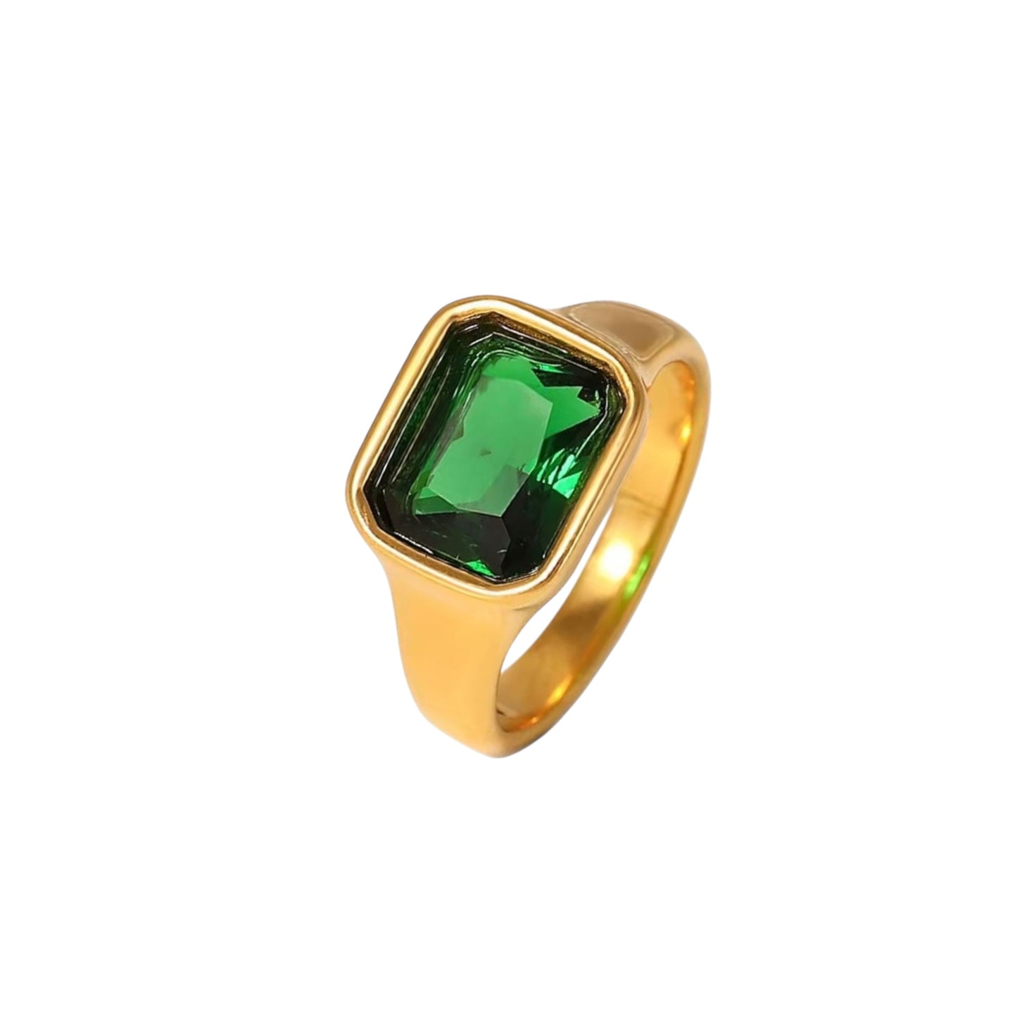 Emerald Signet Ring -Adjustable