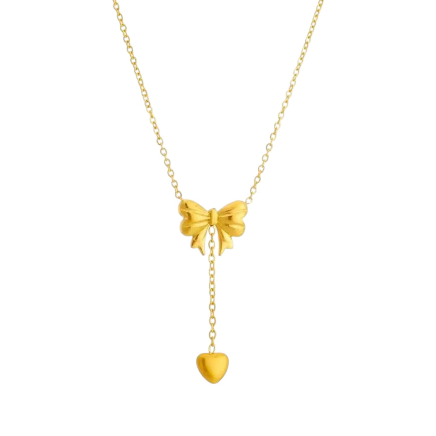 Bow Heart Lariat Necklace