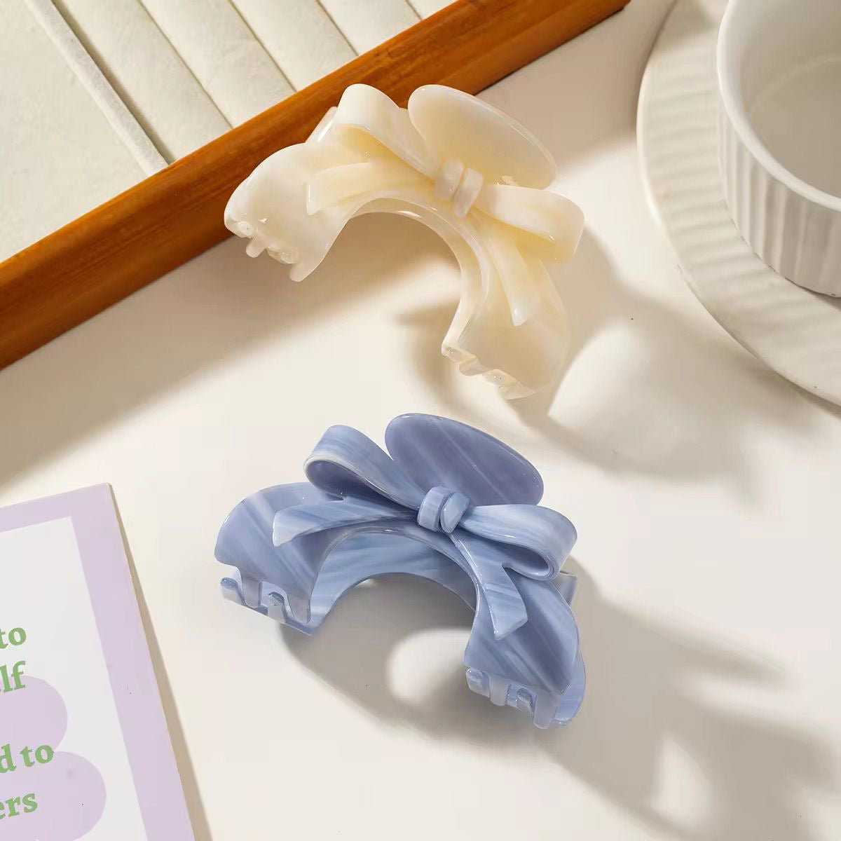 Azure Bow Blue Claw Clip