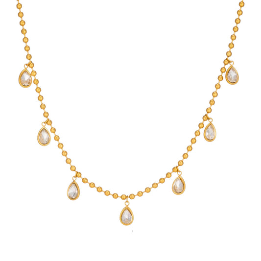 Dewdrops Charm Necklace -Beaded Chain