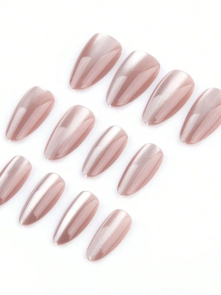 Nude Brown Cat Eye Press On Nails