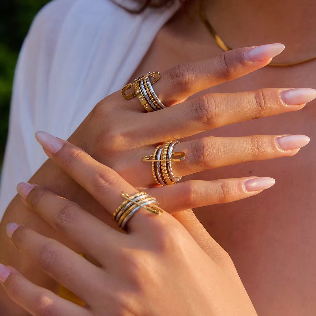LUX Pave Pin Stacker Ring